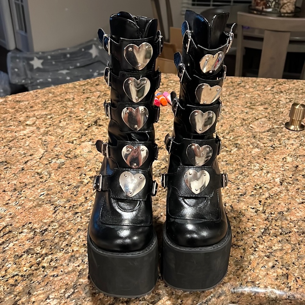 Black platform boots